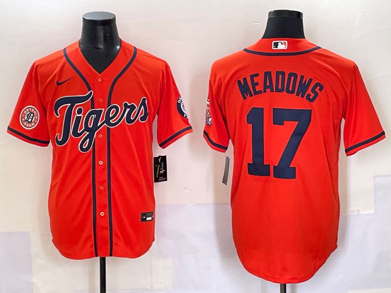 Men 2025 Detroit Tigers #17 Meadows Orange Game Nike MLB Jersey style 5->detroit tigers->MLB Jersey